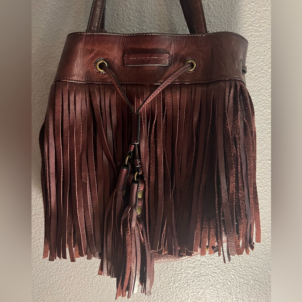 Frye Leather Fringe Handbag burgundy